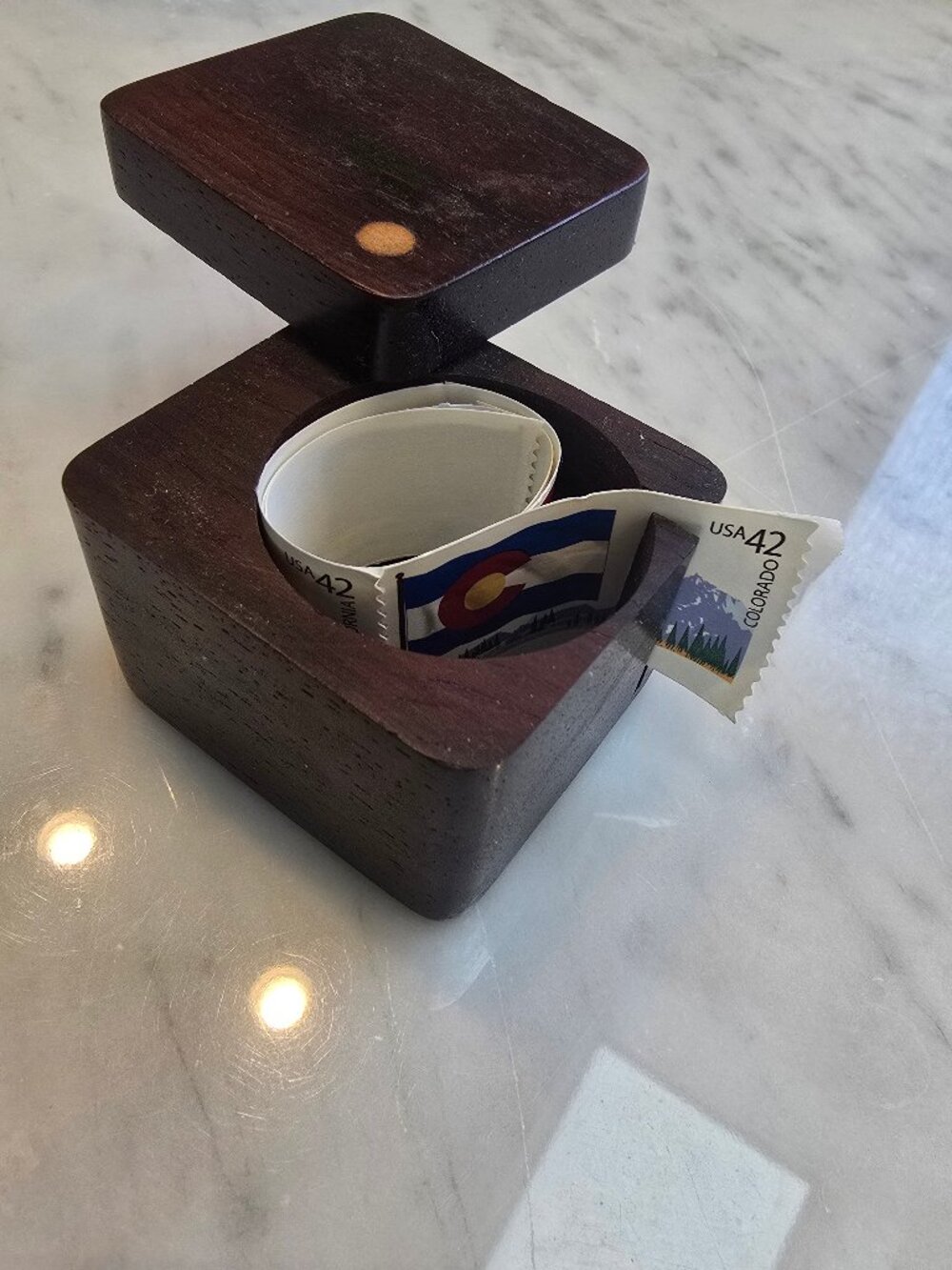 Vintage Wooden Stamp Roll Holder from Mountain Top Box Works